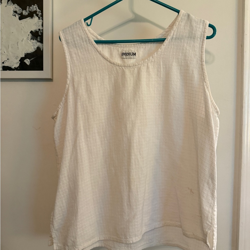 Women's White Cotton (linen) Tank Top